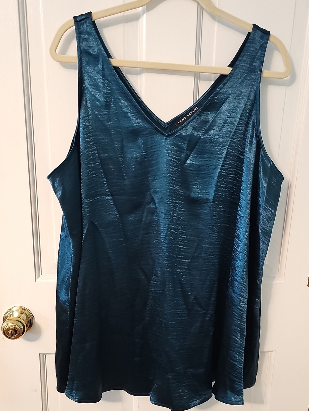 Lane Bryant Teal Shimmer V-Neck Satin Sleep Tank